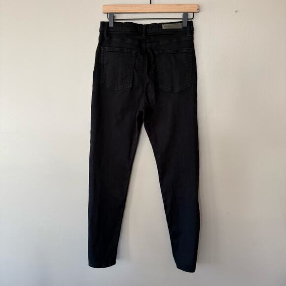 Mother The Hustler Ankle Fray Black Stretch Jeans Size 24 Distressed High Rise - Picture 5 of 16